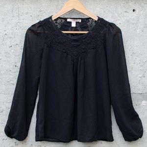 Forever 21 Mesh / Sheer Flowy Black Blouse